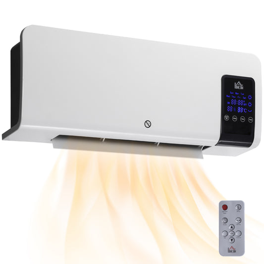 HOMCOM Electric Heater, 2000W Wall Mounted Space Heater with Remote Control, White