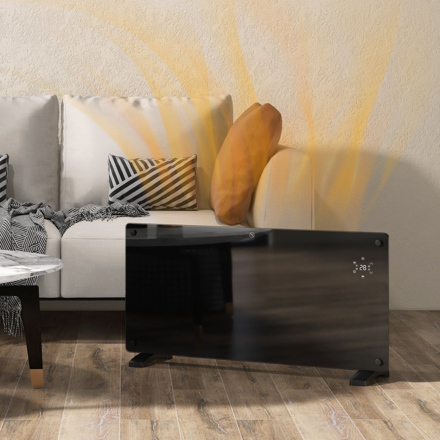 HOMCOM Electric Heater Wifi Smart App, 2000W Black