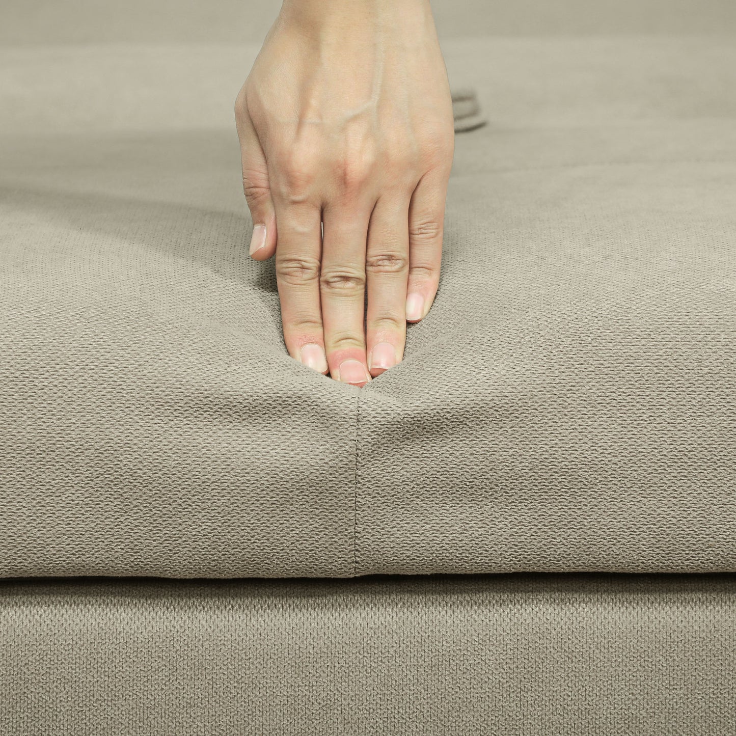 HOMCOM 2 Seater Sofa Bed, Convertible Fabric Loveseat with Cushions and Hidden Storage for Living/Guest Room, Light Brown