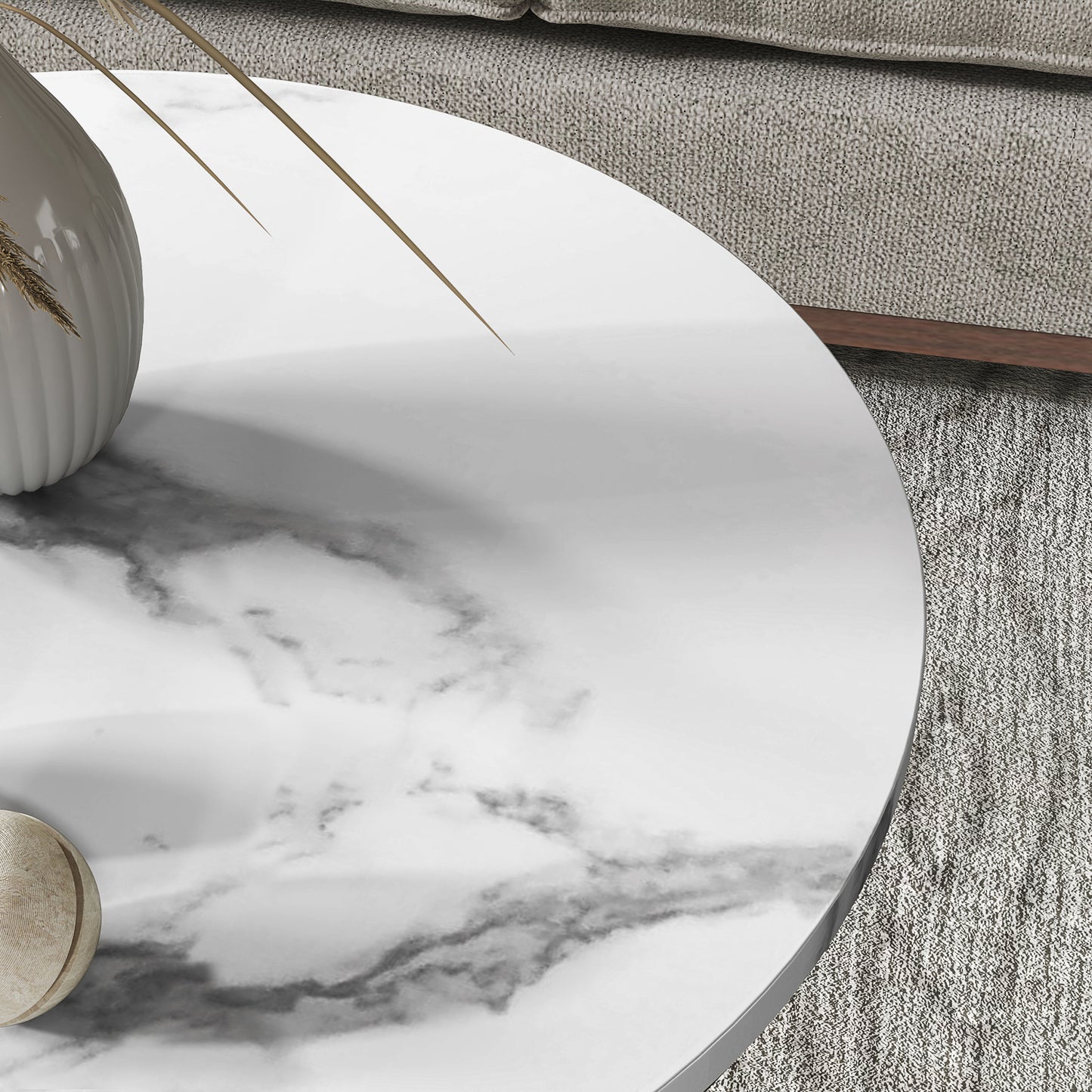 HOMCOM Set of Two Marble-Effect Coffee Tables - White/Gold-Tone