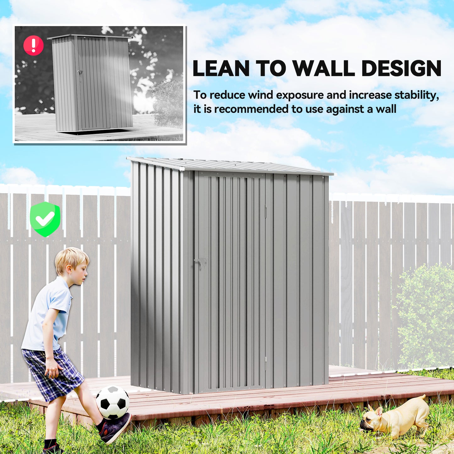 Outsunny 5ft x 3ft Garden Storage Shed, Outdoor Metal Shed with Sloped Roof, Aluminium Grey