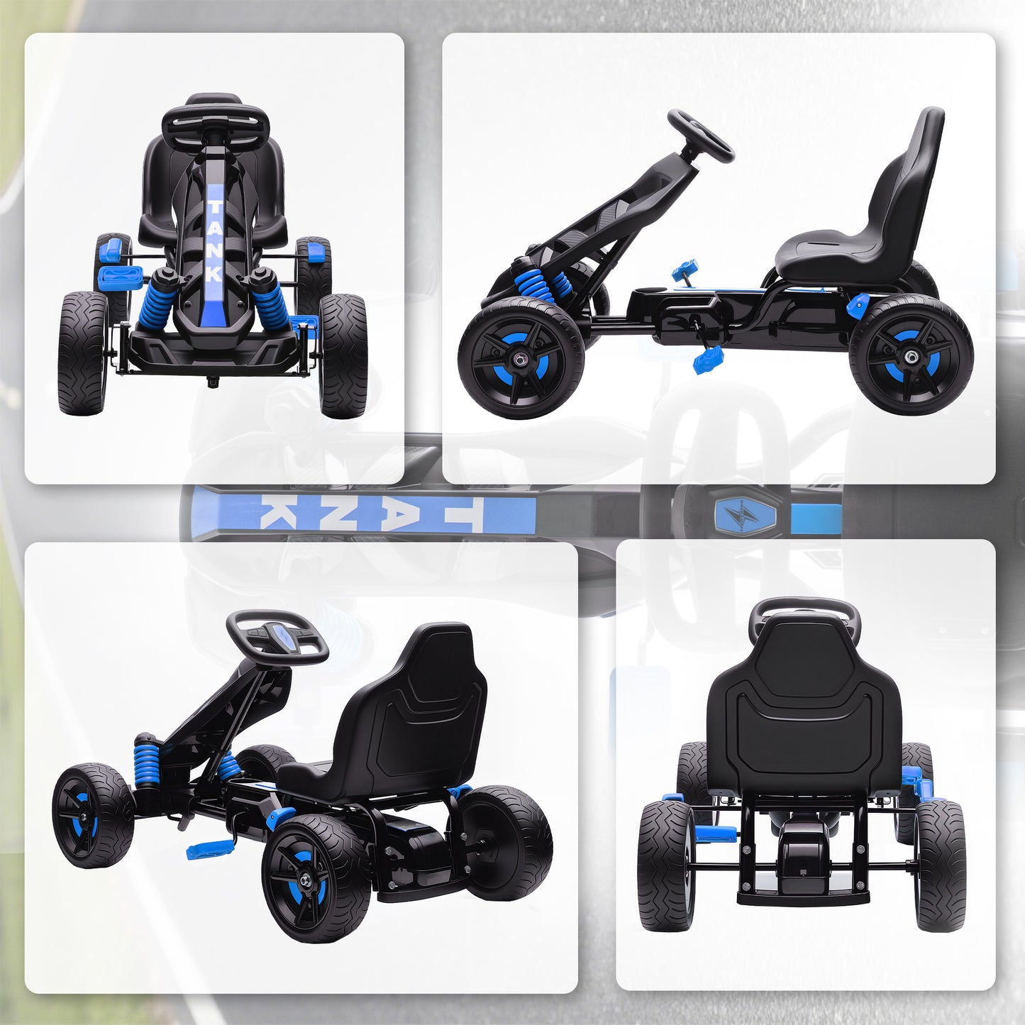 AIYAPLAY Pedal Go kart for Kids Ages 3-6 Years, with Automatic Clutch, Brake, EVA Anti-Slip Wheels, Blue