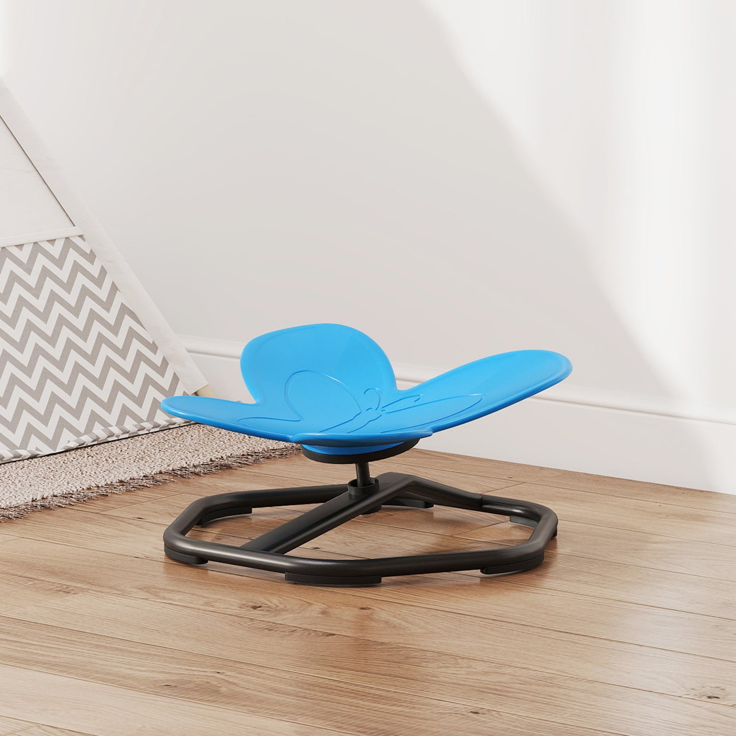 AIYAPLAY Butterfly-Shaped-kids Swivel Chair, Sensory Spinning Chair for Balance, Coordination Training, Blue