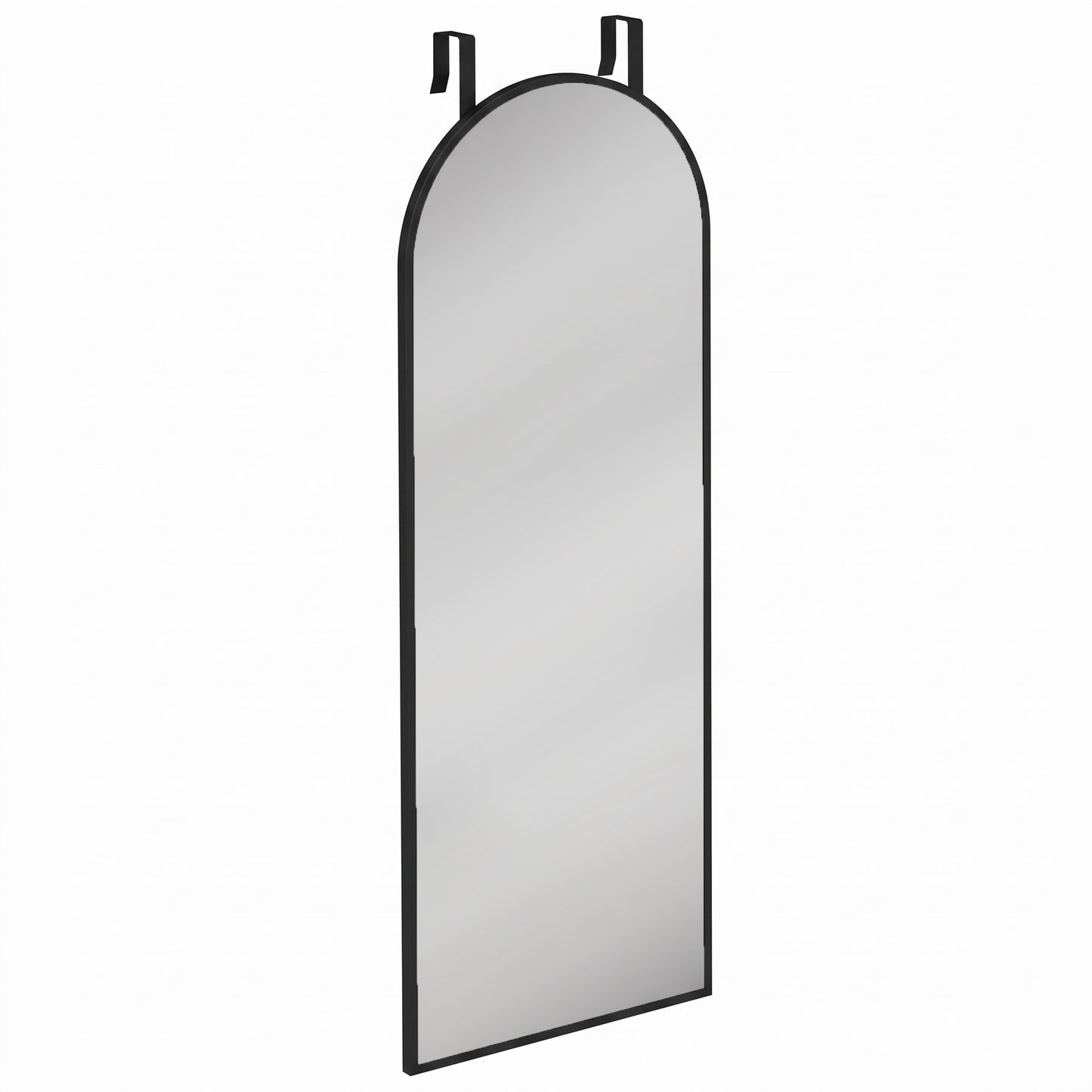 HOMCOM 40 x 110 cm Full Length Hanging Mirror, Arched Mirror with Adjustable Hooks, Over-the-Door or Wall-Mounted, Black