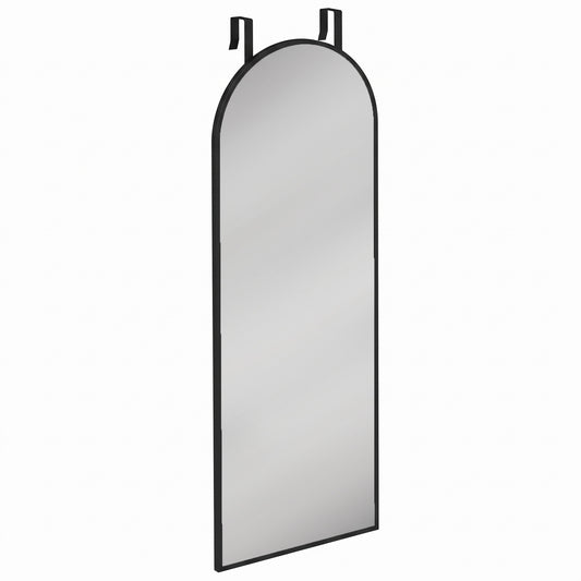 HOMCOM 40 x 110 cm Full Length Hanging Mirror, Arched Mirror with Adjustable Hooks, Over-the-Door or Wall-Mounted, Black