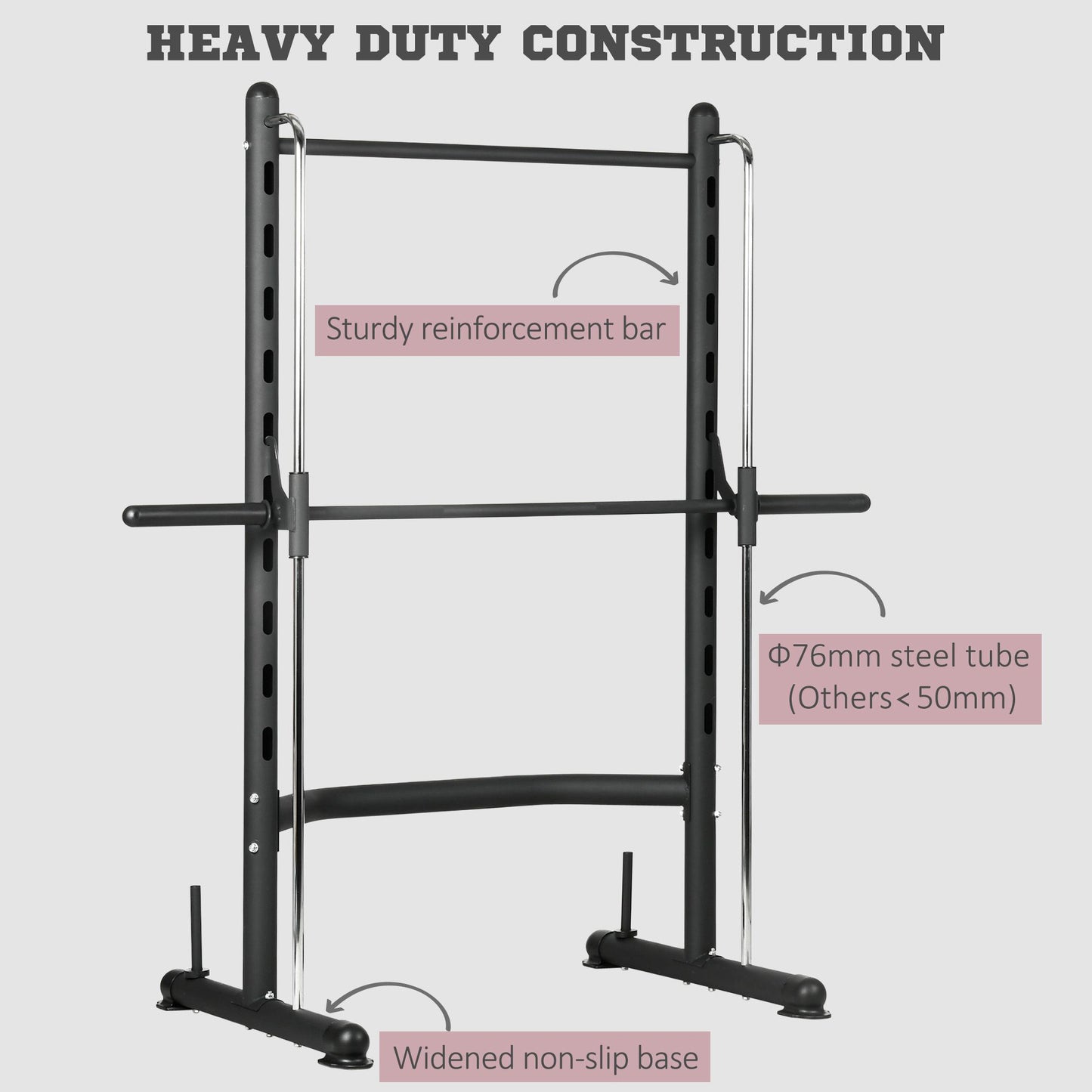 HOMCOM Squat Rack with Pull-Up Bar, Adjustable Weight Rack, Multi-Functional Weight Lifting Barbell Stand for Home Gym Strength Training