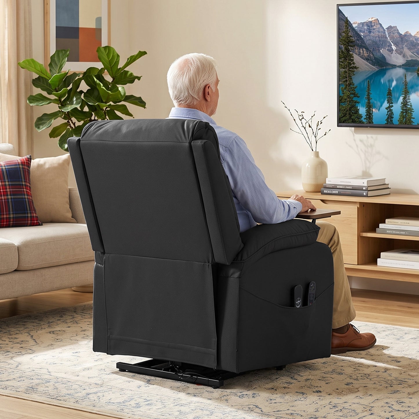 HOMCOM Riser Recliner Chair with Massage and Heat, Electric Lift Recliner Armchair for Elderly, with Side Table, Black