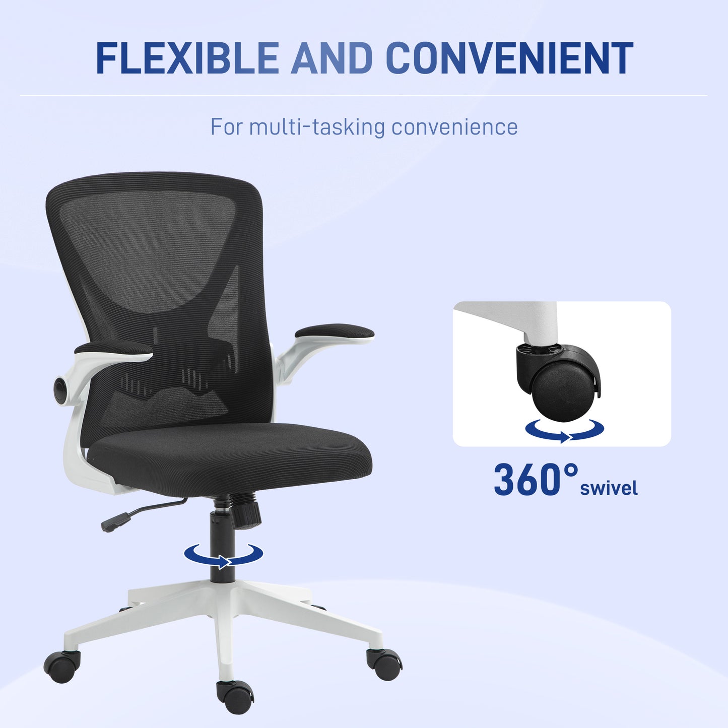 Vinsetto Mesh Back Office Chair, with Flip-Up Arms - Black