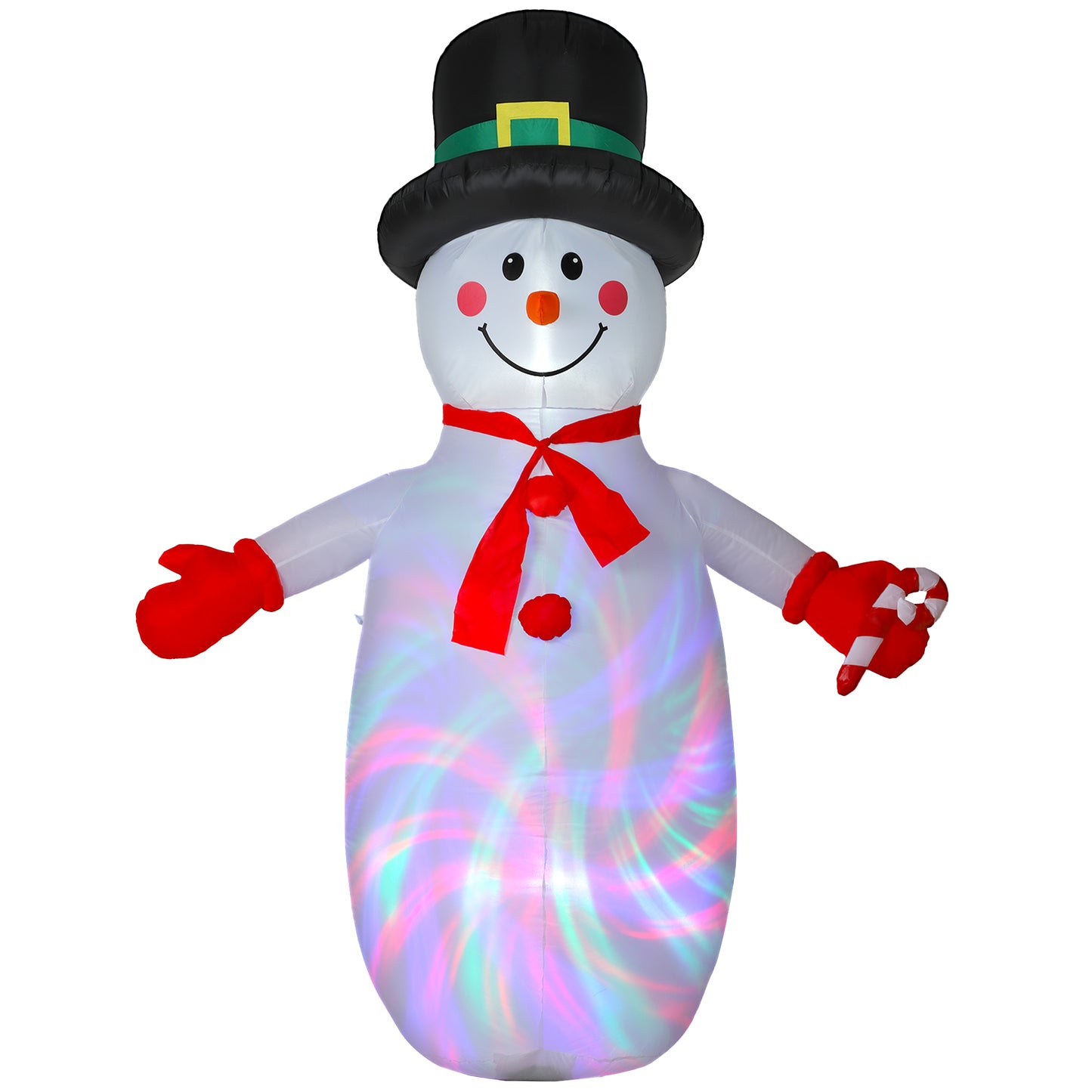 Outsunny 8FT Christmas Inflatable Snowman with Disco & LED Lights, Self-Inflating for Indoor/Outdoor Home Decor, Garden - White
