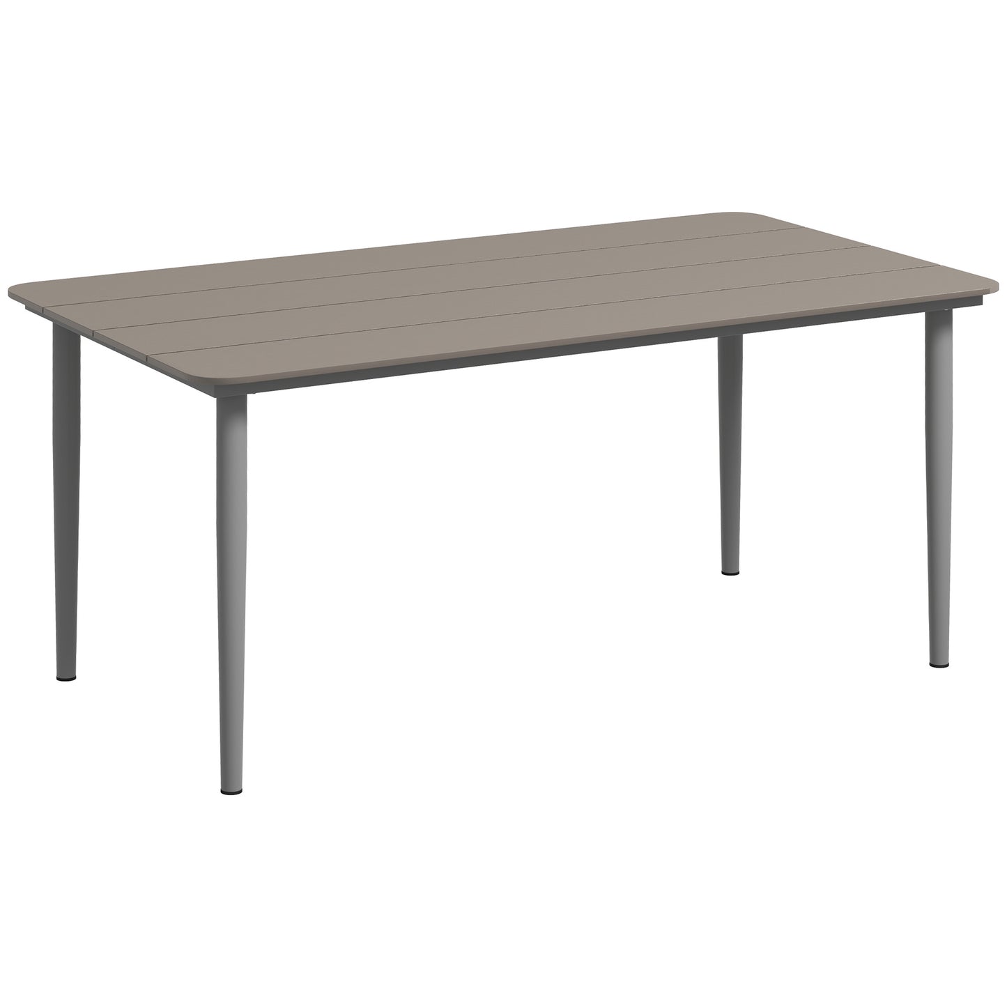 Outsunny Garden Table, Outdoor Dining Table for 6 People, 160 x 90 x 74 cm, with Rust Resistant Metal Frame, WPC Top, for Balcony, Terrace, Dark Grey