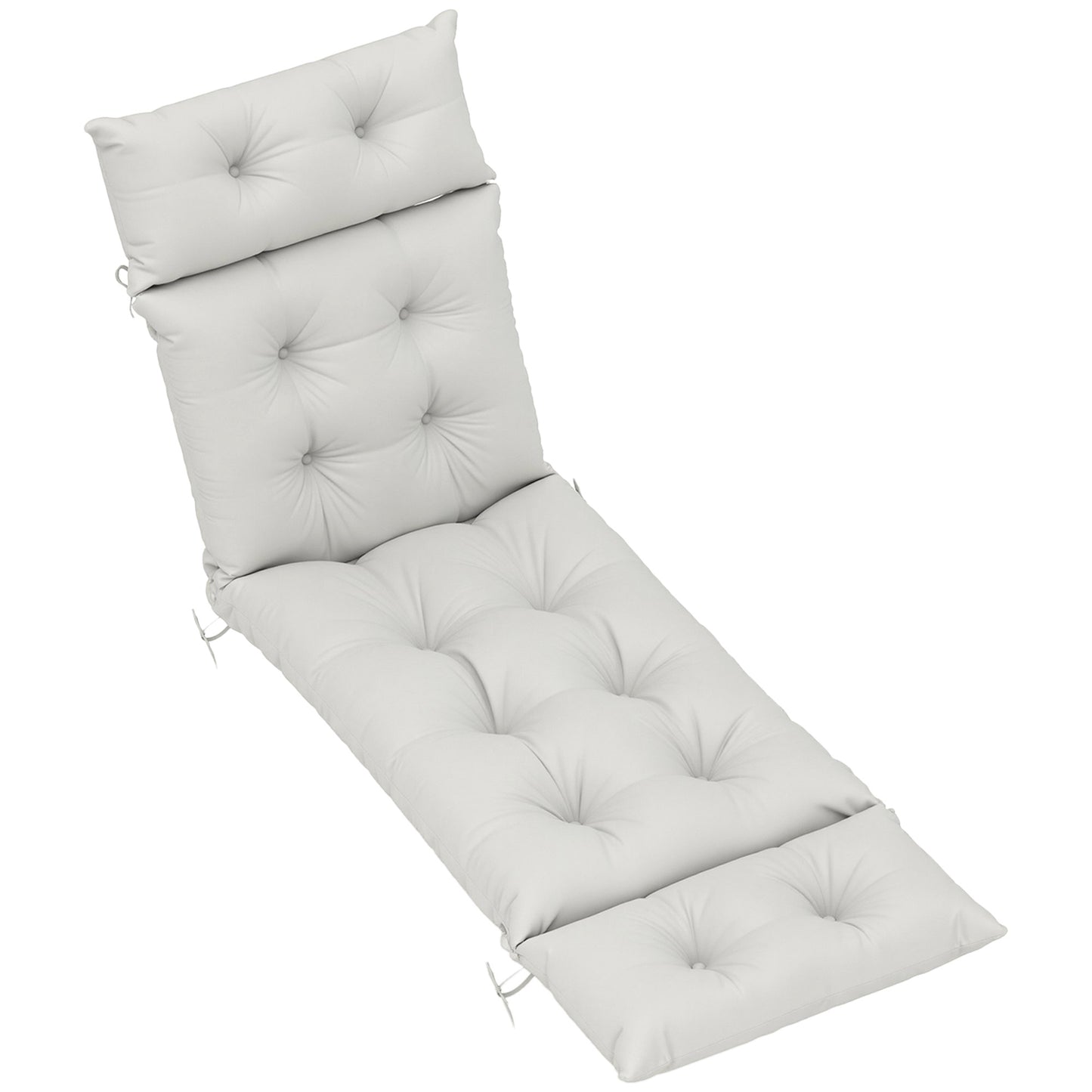 Outsunny Sun Lounger Cushion, 190x56x10cm, UPF20+ Fabric, Replacement with 6 Ties, Light Grey