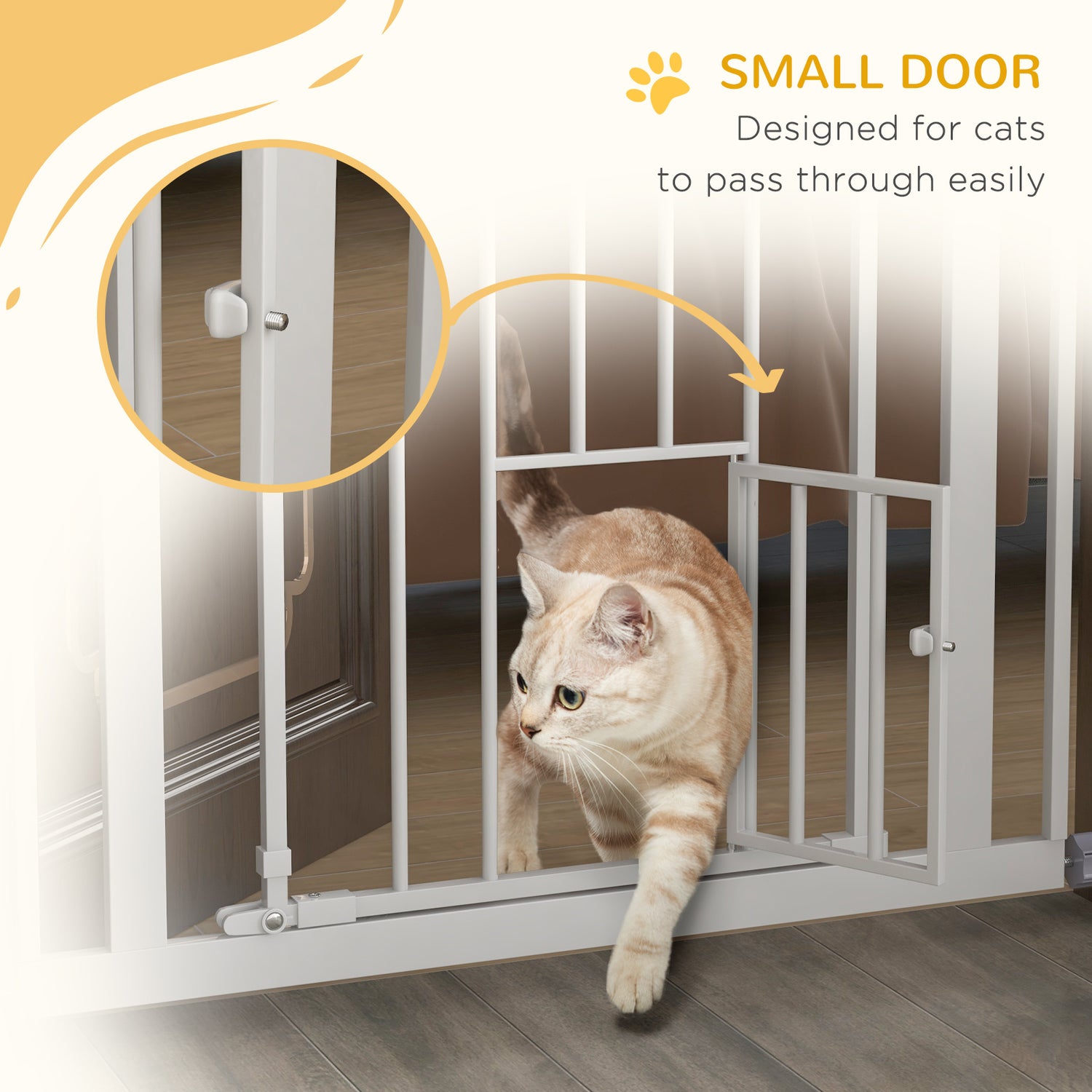 PawHut Extra Tall Pet Gate Indoor Dog Safety Gate with Cat Flap