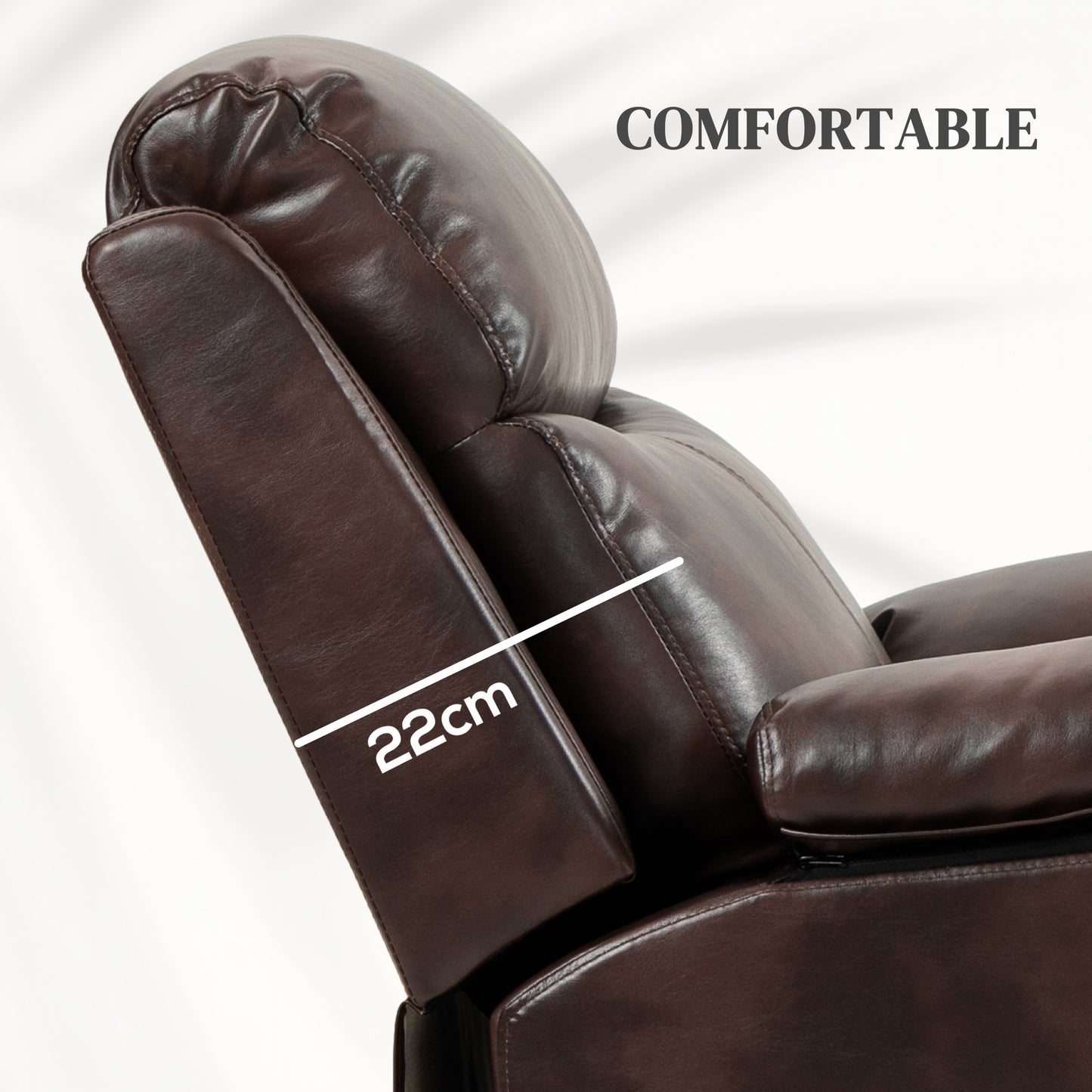 HOMCOM Faux Leather 70° Electric Riser Recliner Chair - Dark Brown