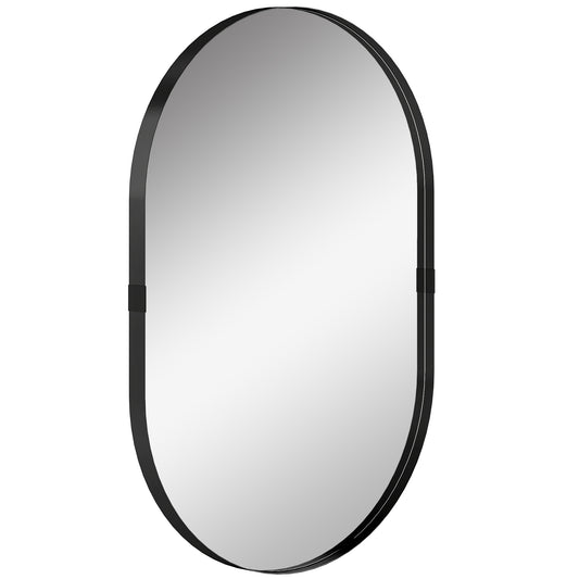 HOMCOM Wall Mirror, Bathroom Mirror with Elevated Aluminium Alloy Frame, 60 x 90 cm, Black