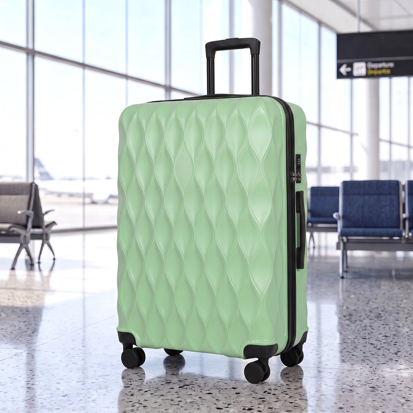 HOMCOM 28Inch Suitcase, ABS Hard Shell Checked Luggage with TSA Lock, Spinner Wheels, Telescopic Handle, Green