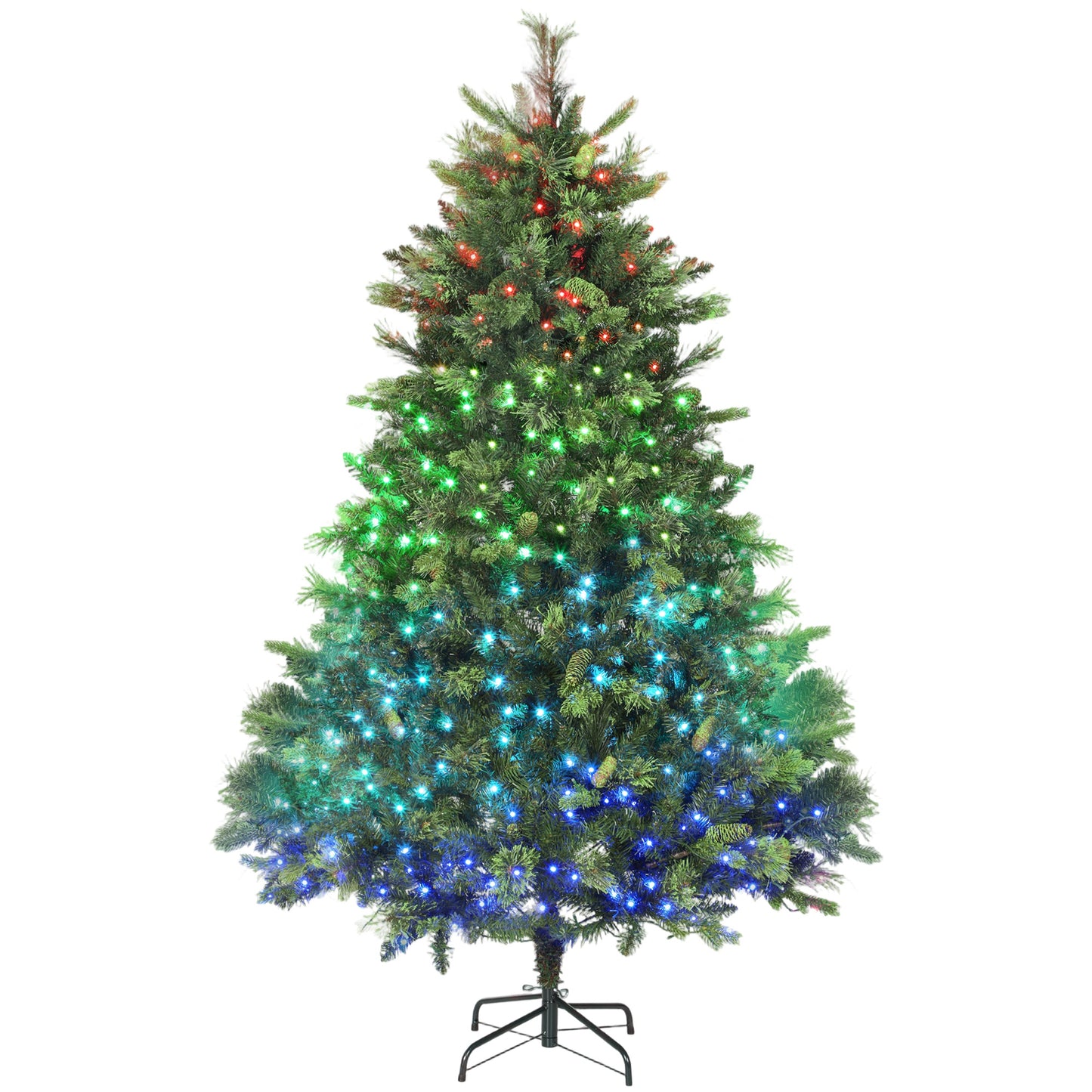 HOMCOM 180cm Carolina Pine Christmas Tree with Colourful DIY Synchronized LED Lights and Remote