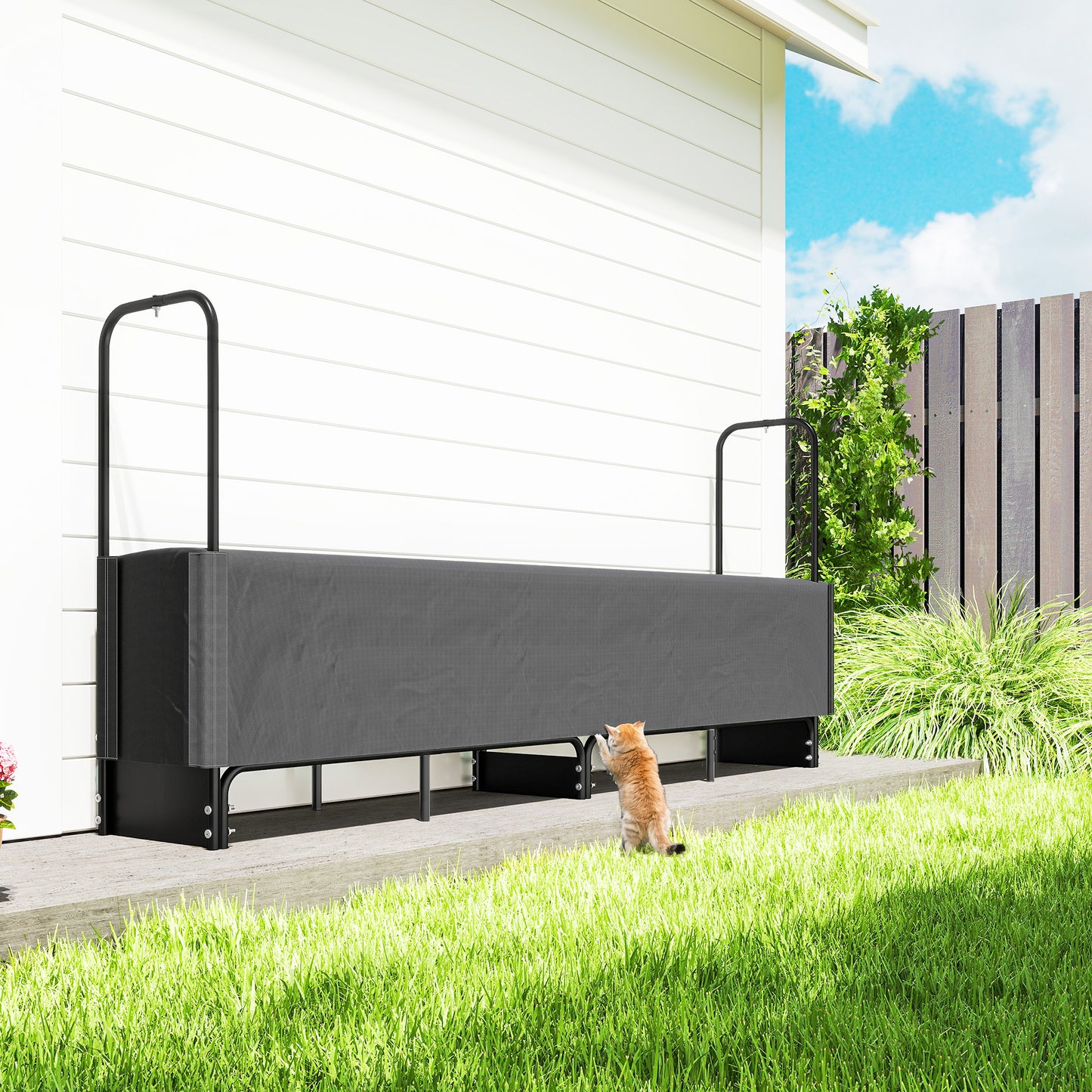 Outsunny Firewood Rack, 8.5ft Heavy Duty Log Storage with Waterproof 600D Oxford Cover, 300 kg Capacity, Black