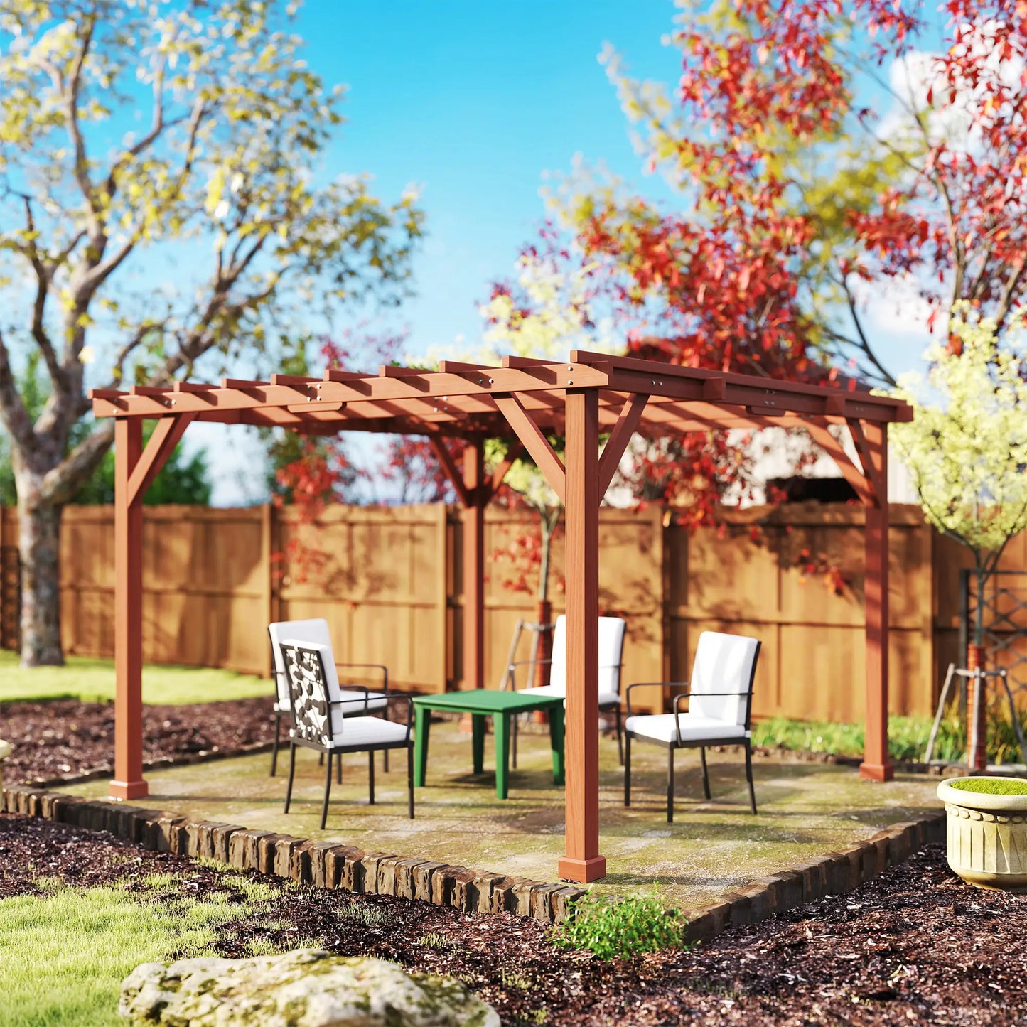 Outsunny 3.3 x 3.3(m) Wooden Pergola Kit, Garden Pergola Gazebo Grape Trellis with Stable Structure for Climbing Vines, Flowers