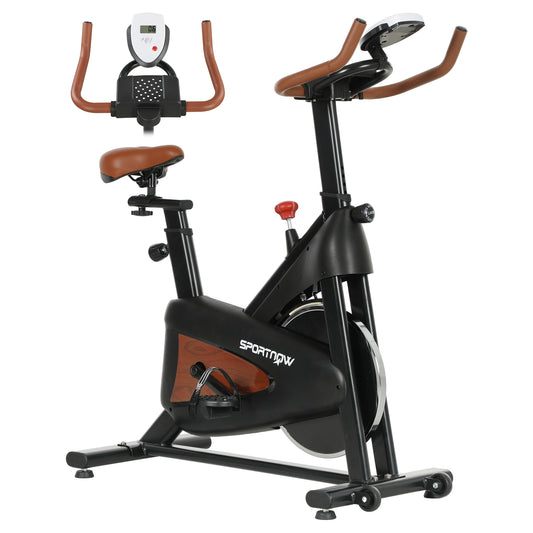 SPORTNOW Indoor Exercise Bike, Quiet Stationary Bike, Stylish Cycling Machine with Adjustable Seat and Resistance