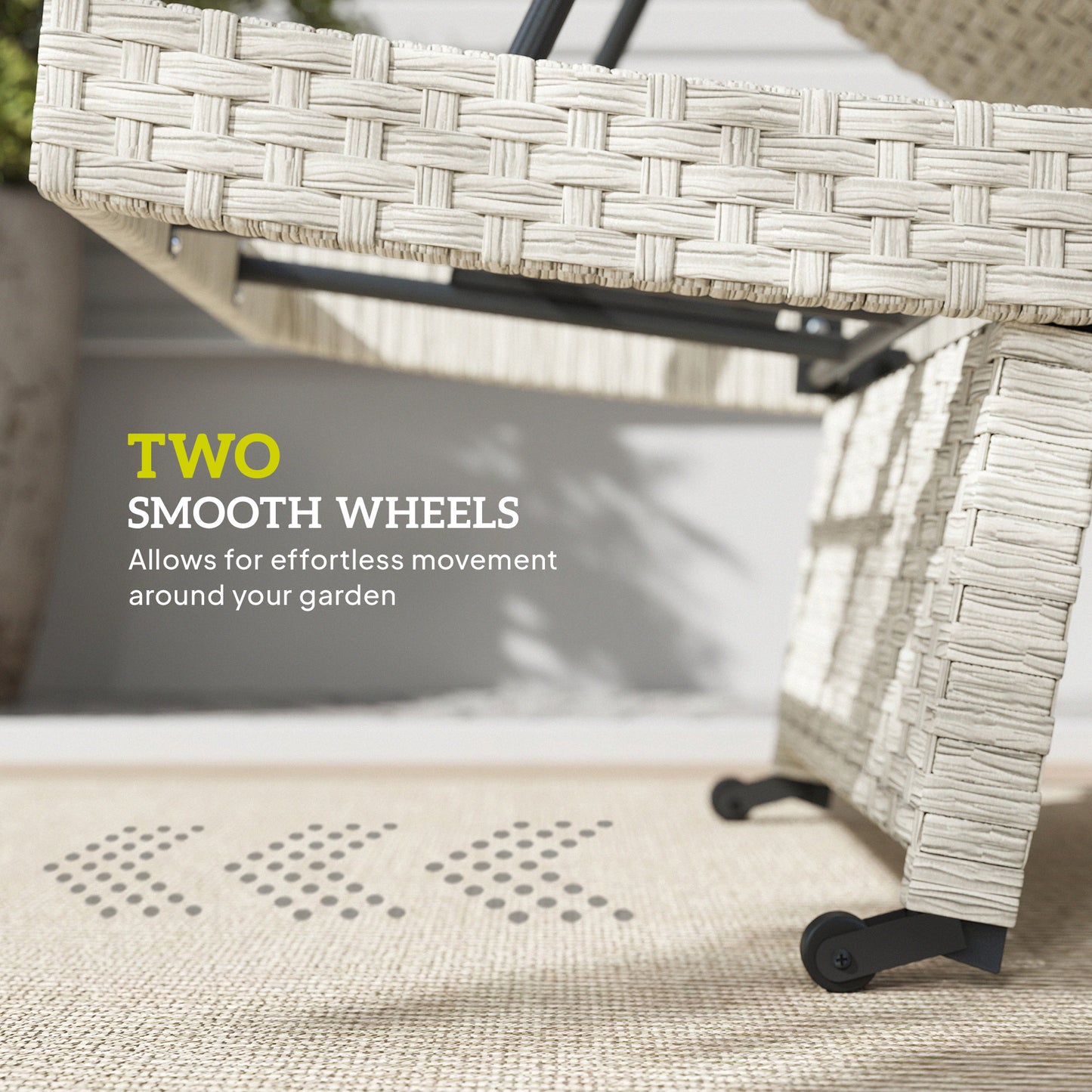 Outsunny Outdoor PE Rattan Folding Sun Lounger with Adjustable Backrest, Wheels & Non-Slip Legs for Balcony/Beach, Grey.