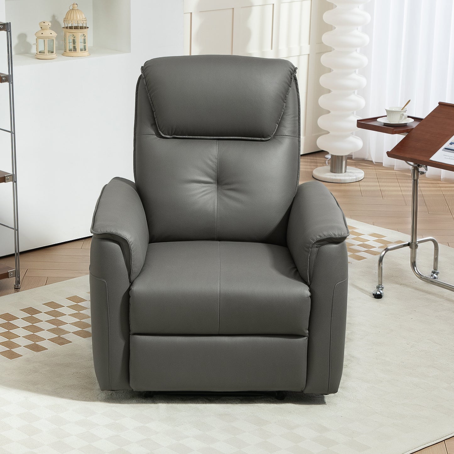 HOMCOM Recliner Armchair with Spring Cushion, Manual Recline, Light Grey
