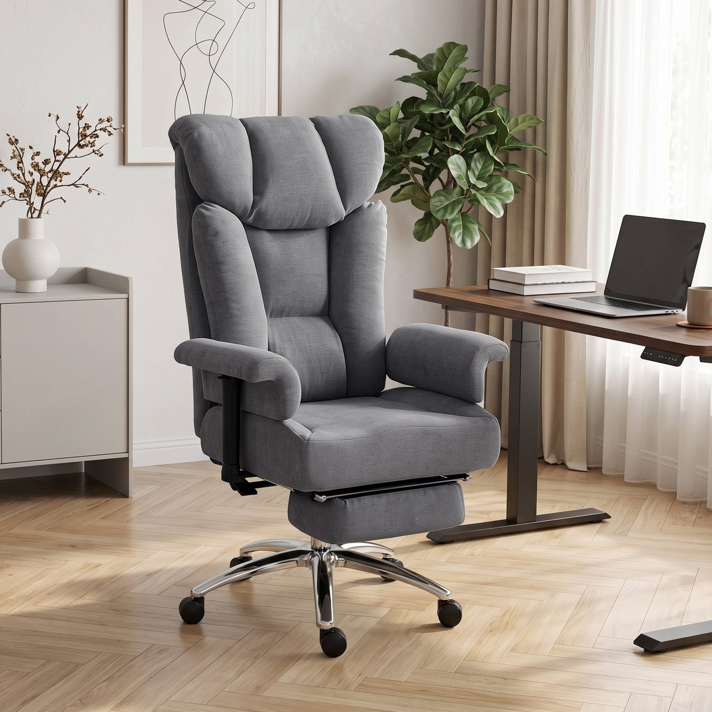 HOMCOM Big and Tall Office Chair, 250 kg Heavy Duty Executive Desk Chair with Adjustable Armrests and High Back, Dark Grey