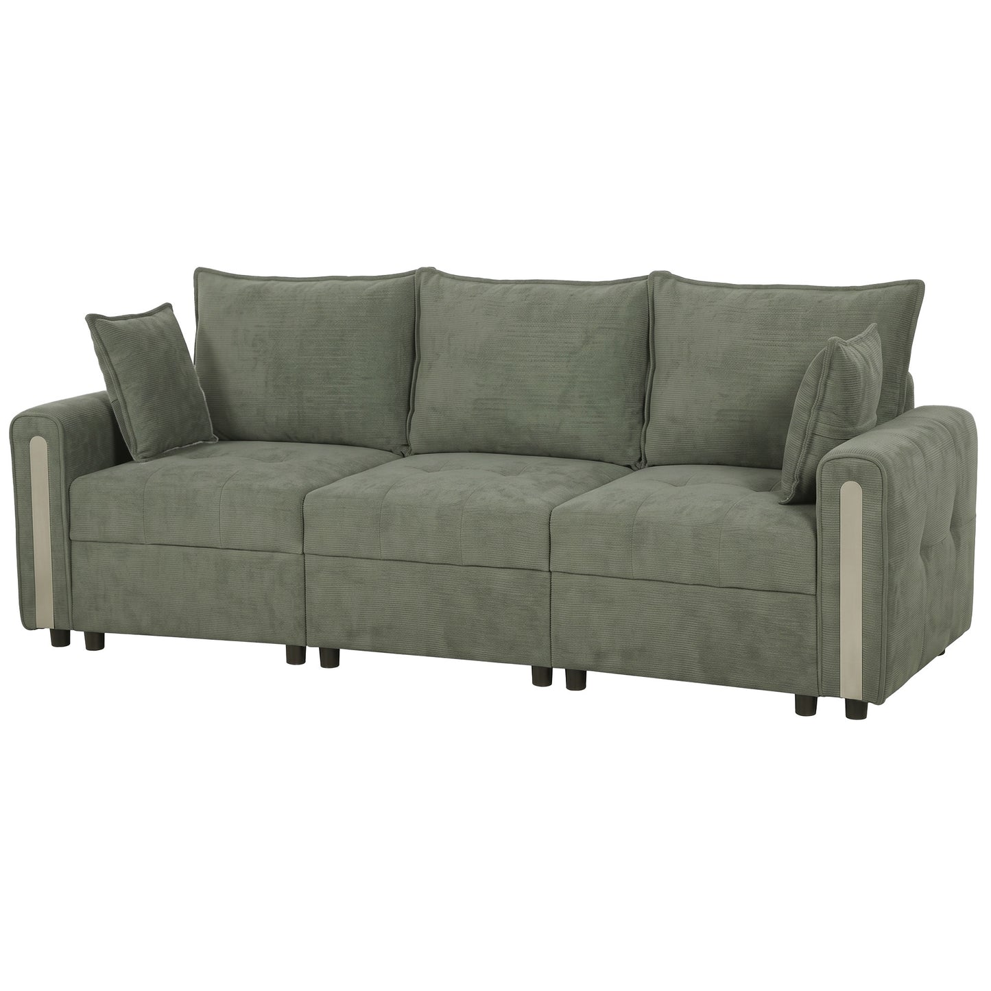 HOMCOM 3 Seater Sofa with Lift-Up Storage, 228cm Comfy Velvet Couch with Wide Deep Seat, Dark Green
