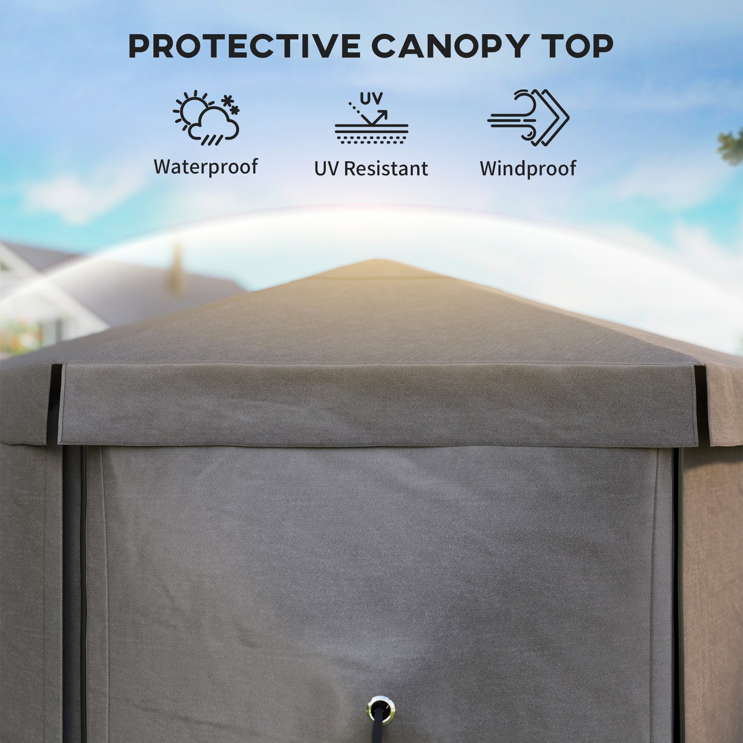 Outsunny 3x3m Hexagon Pop Up Gazebo, Waterproof UV Resistant Tent with Netting & Carry Bag, Brown