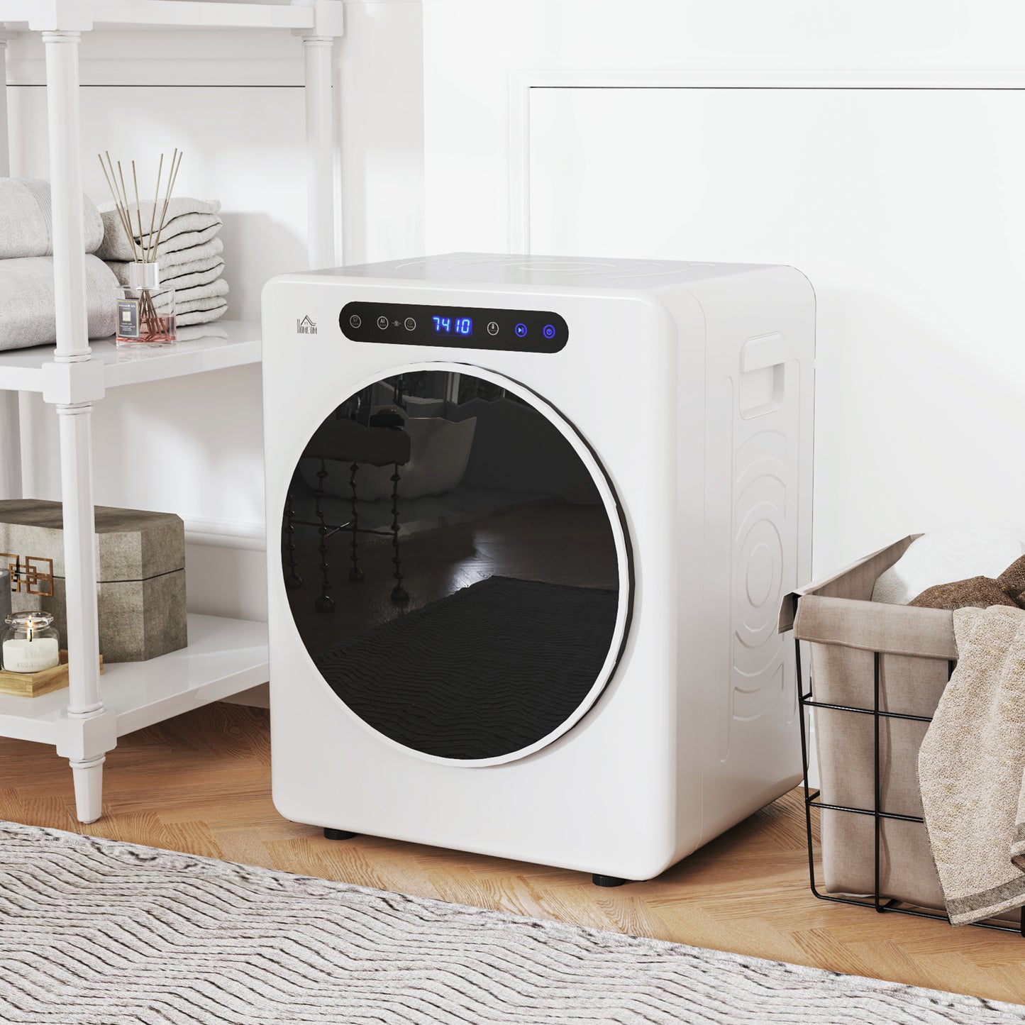 HOMCOM 8kg Vented Tumble Dryer, 1000W Portable Clothes Dryer, 6 Heat Settings, White