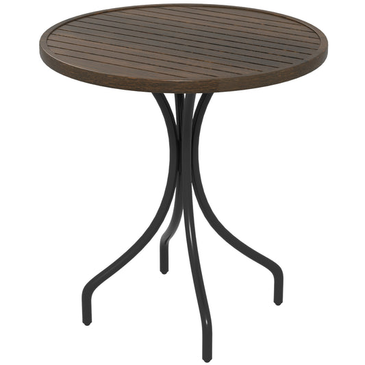 Outsunny Ø66cm Galvanised Steel Garden Table - Brown