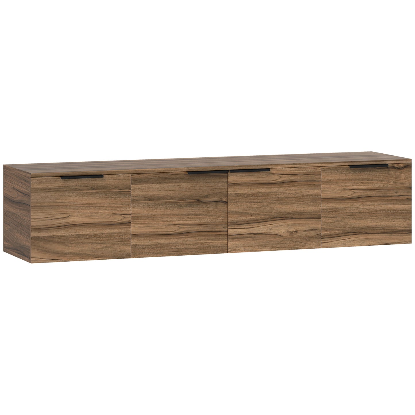 HOMCOM Wall Mounted TV Stand, 150 cm Floating Unit with Shelves and Doors, Media Console for Living Room, Bedroom, Rustic Brown