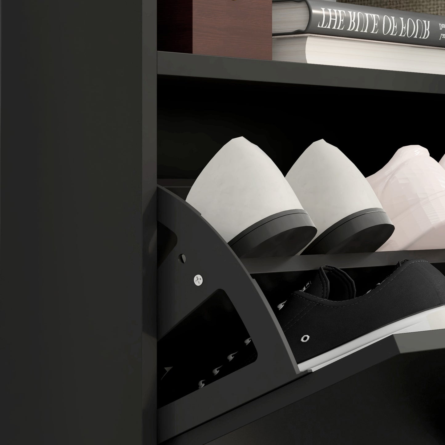 HOMCOM 16 Shoe Pair Storage Cabinet, with Flip Doors - Black