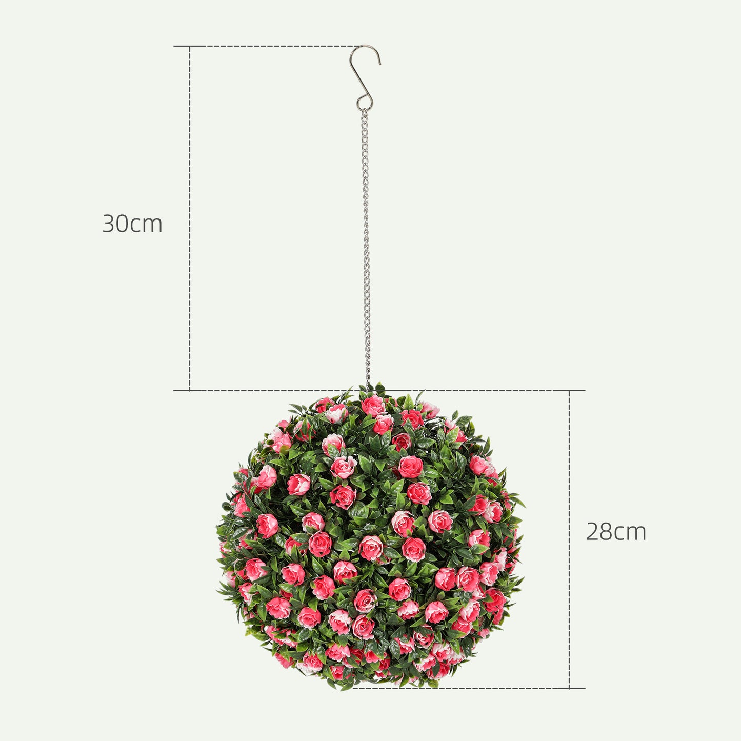 HOMCOM Set of 2 Decorative Artificial Plants, 28cm, Pink
