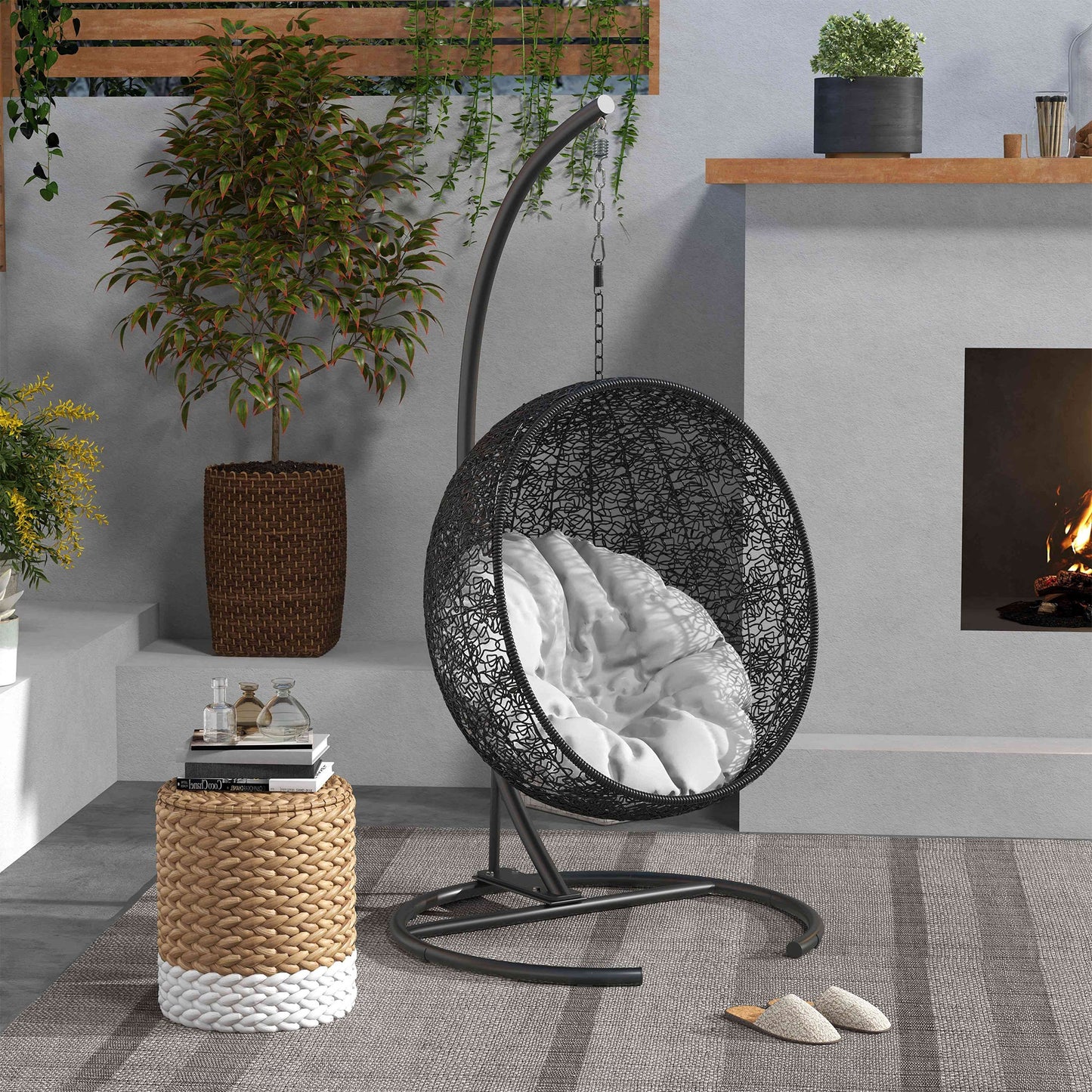 Outsunny Heavy-Duty Hanging Swing Chair Stand Black