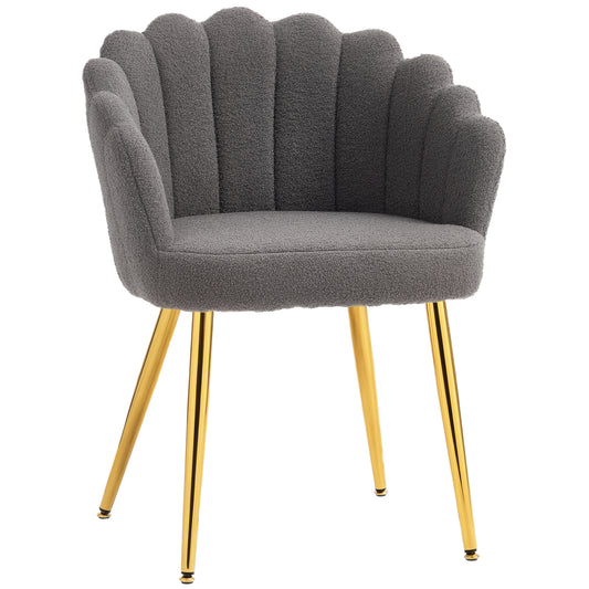 HOMCOM Lounge Chair Petal-Back Armchair Metal Metal Legs for Living Room Bedroom, Grey