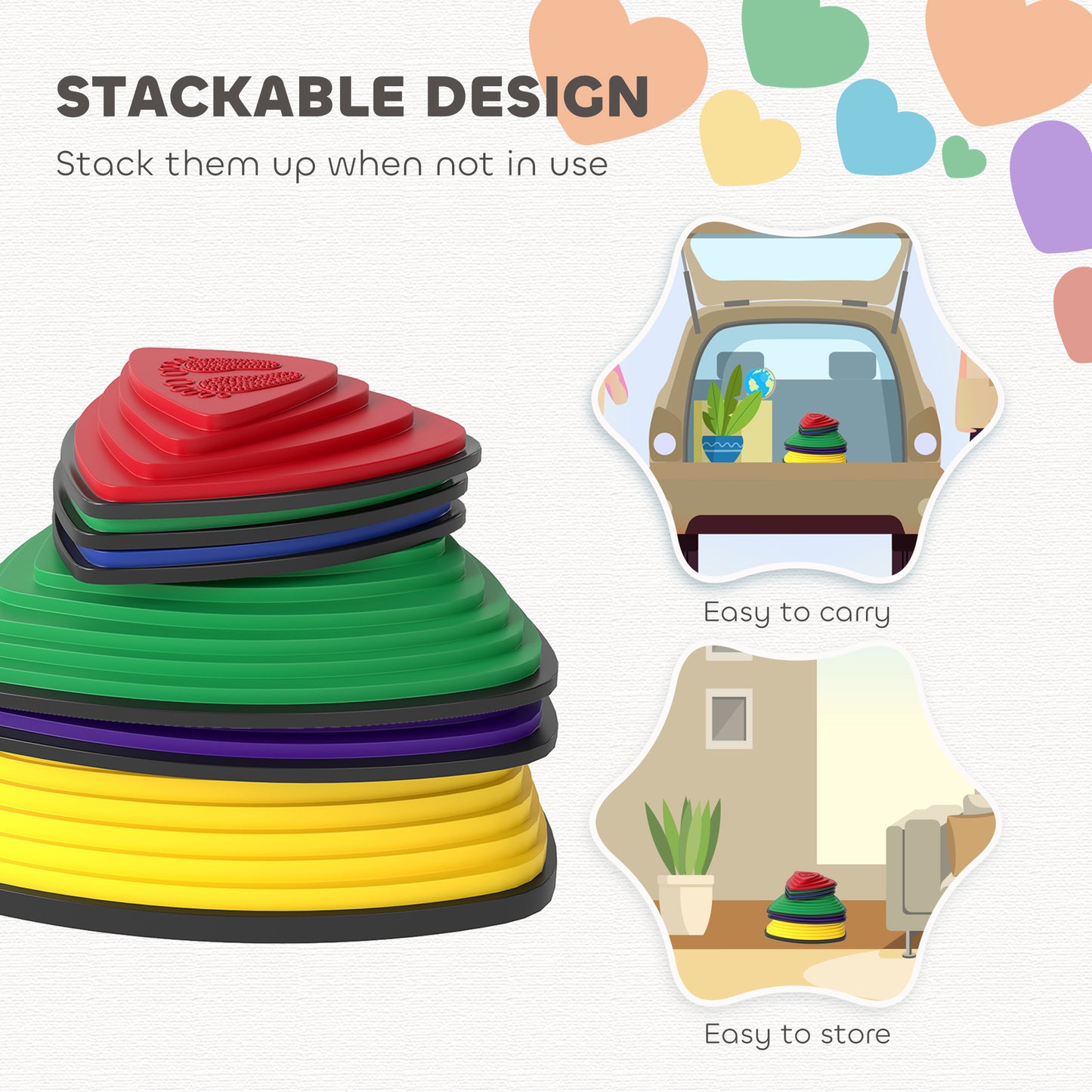 AIYAPLAY 6-Piece Stepping Stones for Kids, Stackable Sensory Toys Outdoor Indoor, Obstacle Course for Balance and Motor Skills