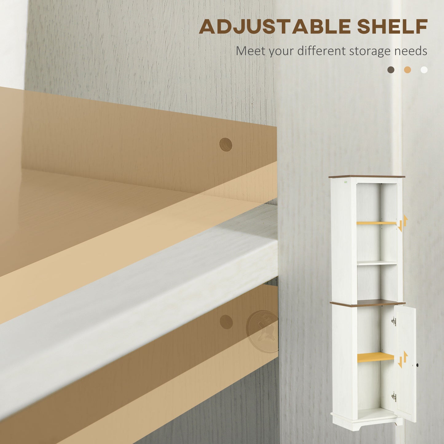 kleankin Bathroom Set: Tall Cabinet & Under Sink Cabinet with Adjustable Shelves, Cupboard, Open Shelf, Ash Wood Effect