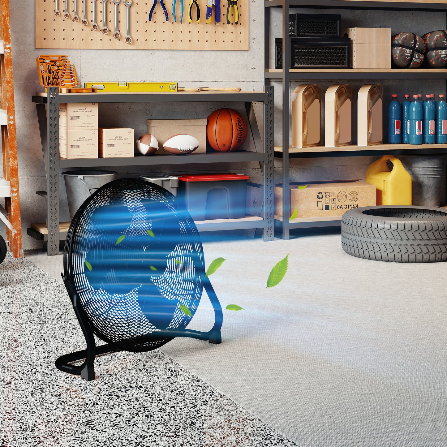 HOMCOM 20" Metal Floor Fan with Tilting, High Velocity, 3 Speed, Portable Gym Fan for Home Office, Black