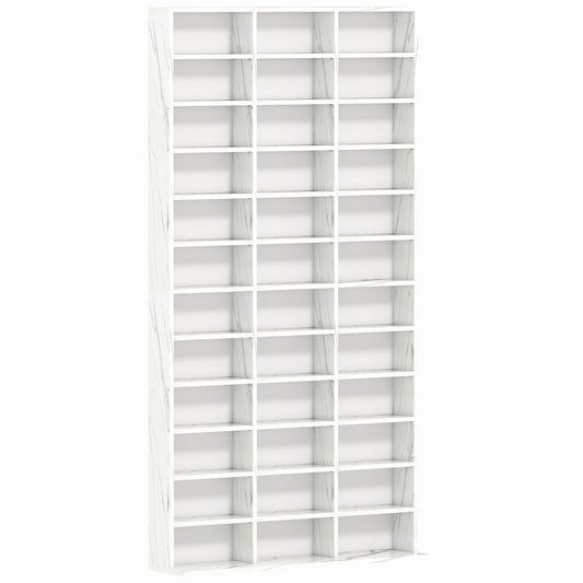 HOMCOM CD Storage Unit with Adjustable Shelves, 102 x 195 cm, Marble Effect