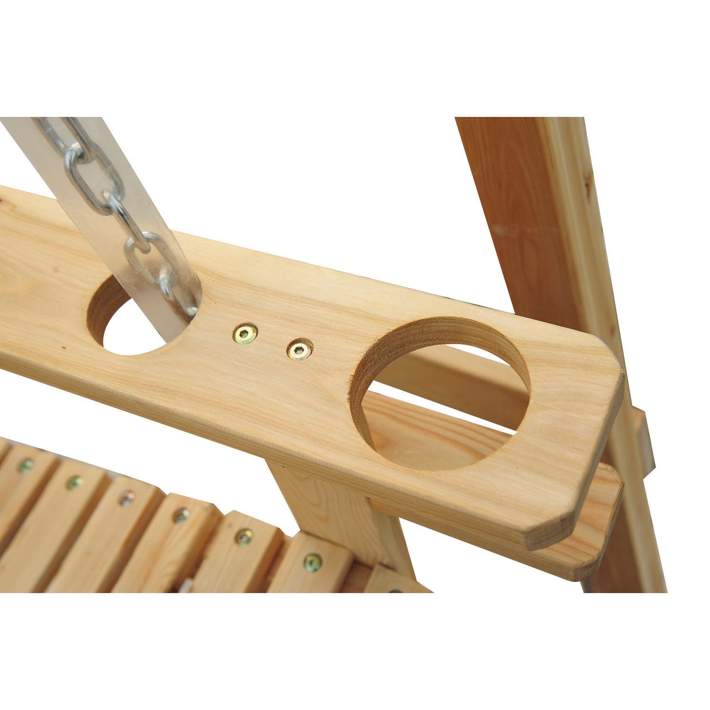 Outsunny 2-Seater Garden Larch Nature Wooden Swing Chair Bench Hammock Lounger