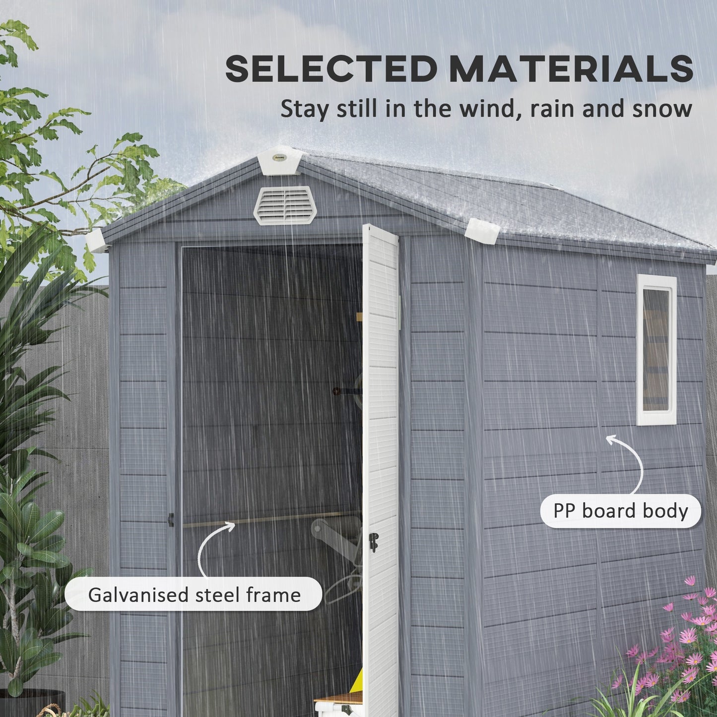 Outsunny 4 x 6ft Garden Shed with Lockable Door - Grey
