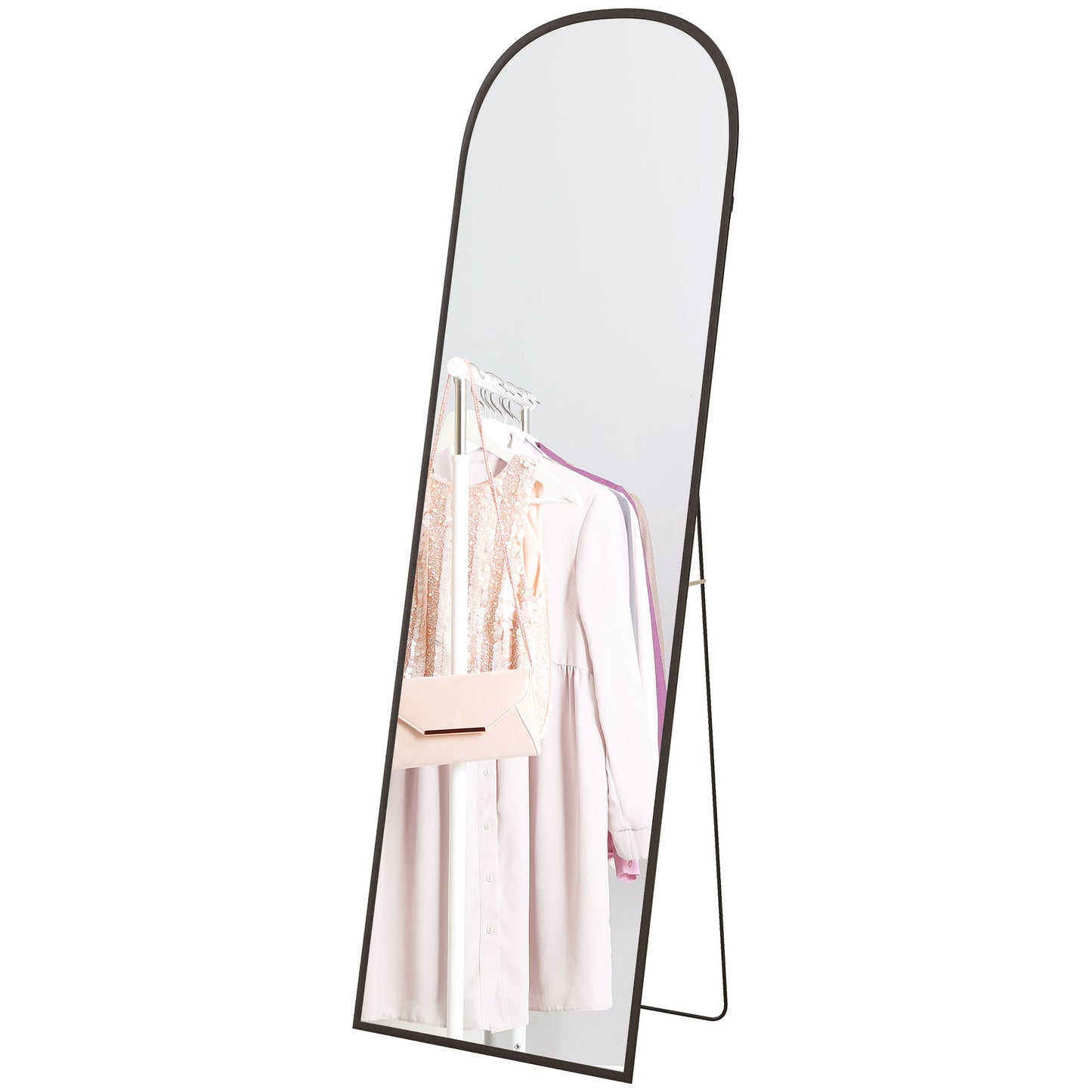 HOMCOM 162x50cm Arched Full-Length Floor Mirror - Black