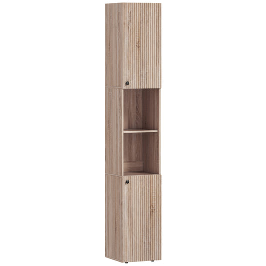 HOMCOM 6-Tier Tall Bathroom Cabinet - Natural