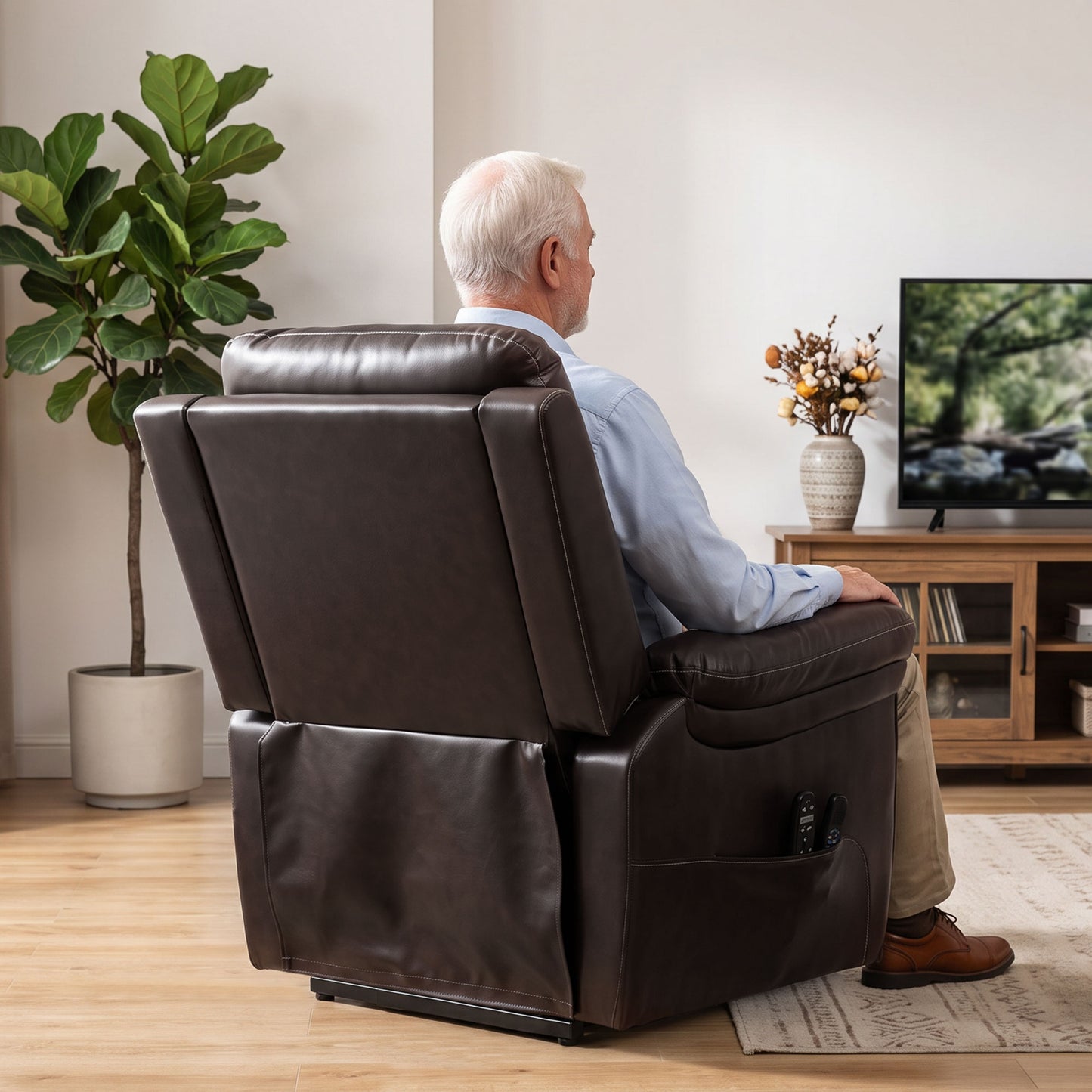 HOMCOM Riser Recliner Chair with Massage and Heat, Electric Lift Recliner Armchair for Elderly with Spring Cushion, Brown