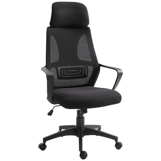 Vinsetto Mesh Ergonomic Home Office Chair w/ Headrest Black