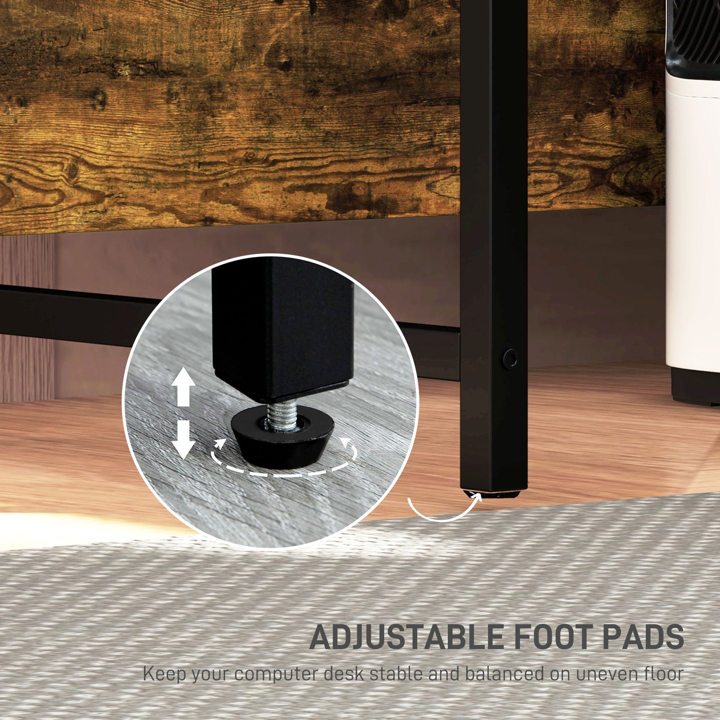 HOMCOM L Shaped Desk, Computer Desk with Liftable Desktop, Rustic Brown