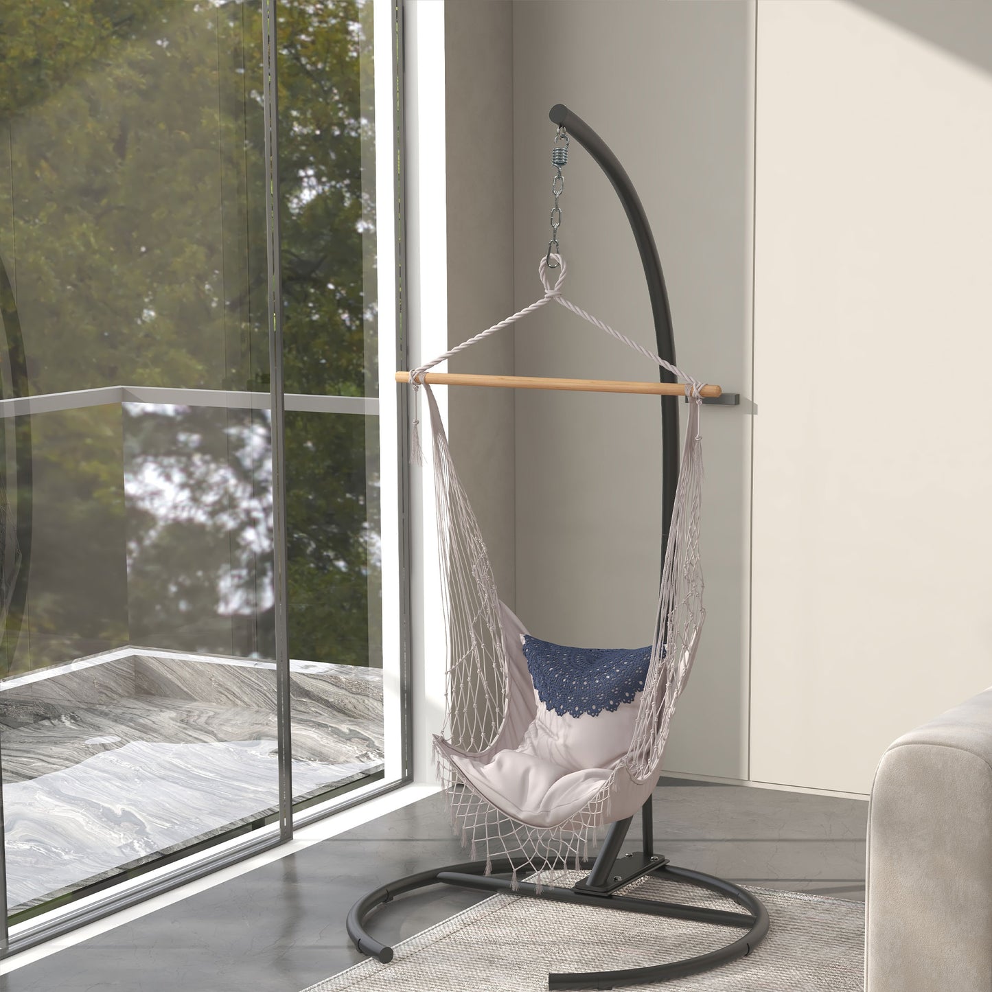 Outsunny Heavy-Duty Hanging Swing Chair Stand Black