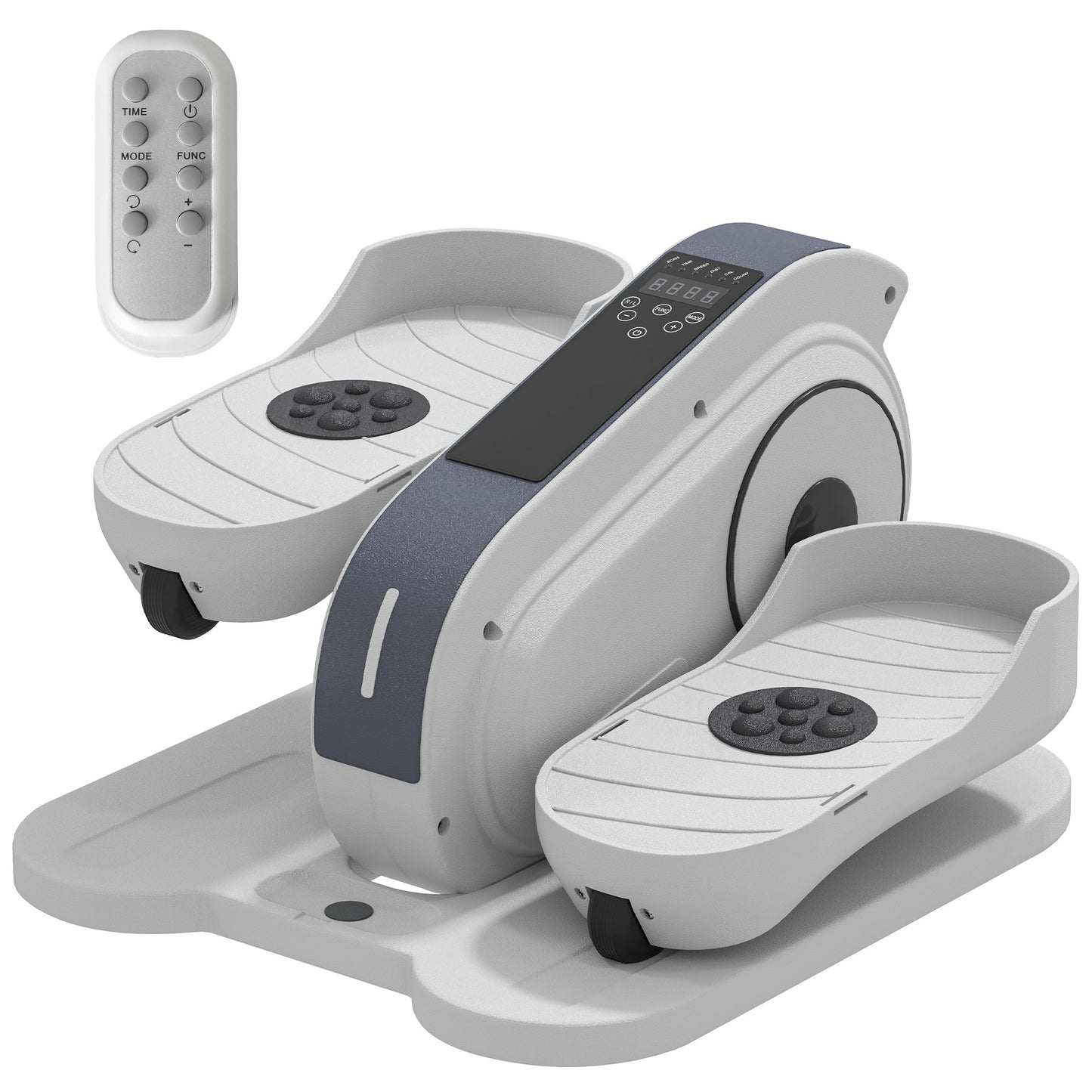 SPORTNOW Under Desk Elliptical, Mini Trainer with LCD Monitor & Remote, 10 Speeds, Quiet & Portable for Seniors, White