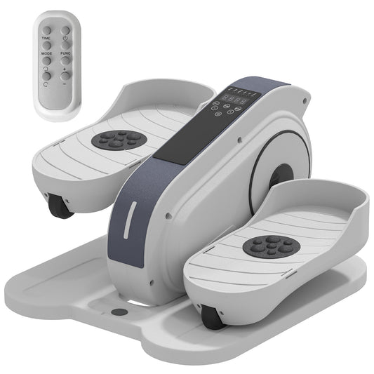 SPORTNOW Under Desk Elliptical, Mini Trainer with LCD Monitor & Remote, 10 Speeds, Quiet & Portable for Seniors, White