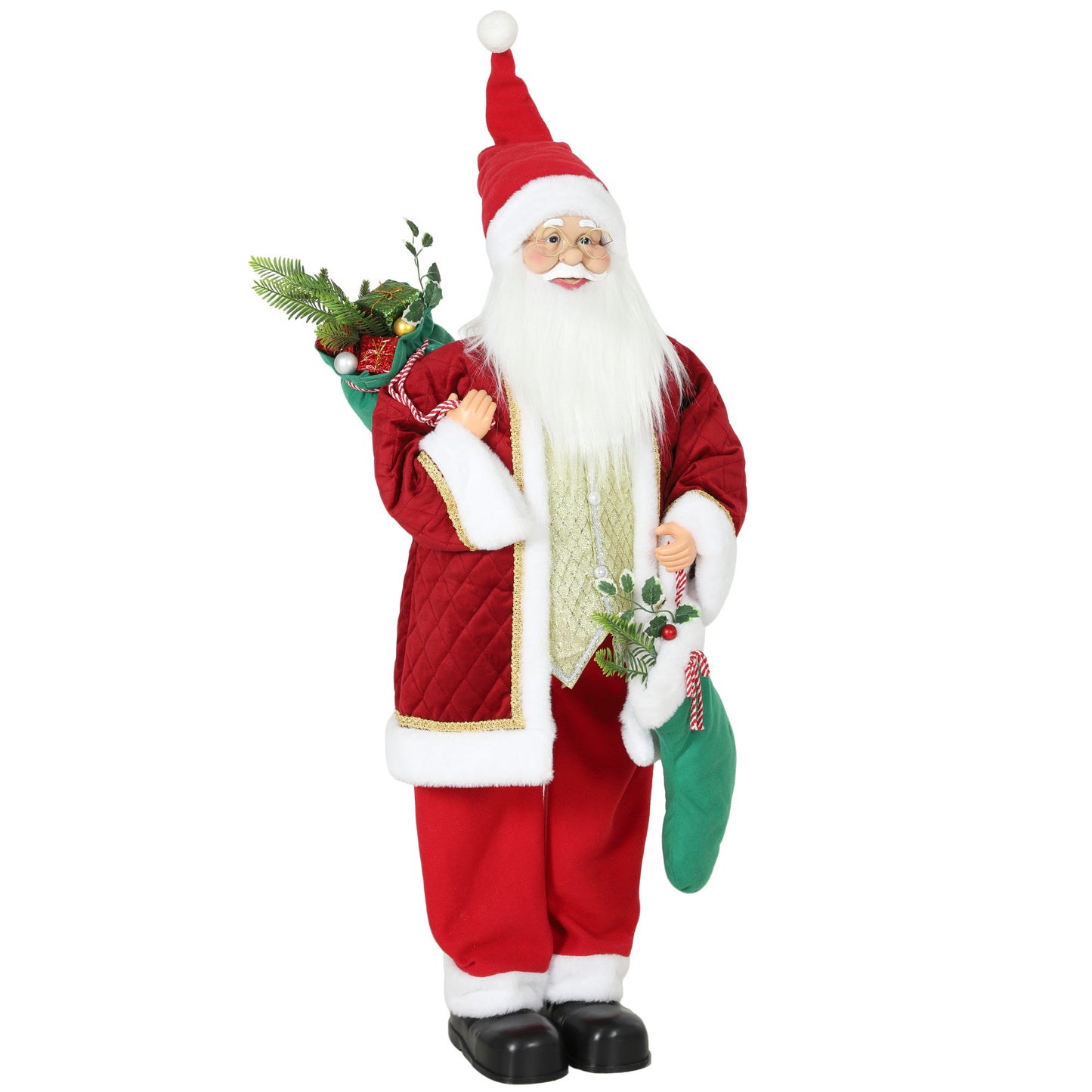 HOMCOM 4ft Life Size Singing Dancing Santa Claus, 120 cm Standing Musical Animated Santa